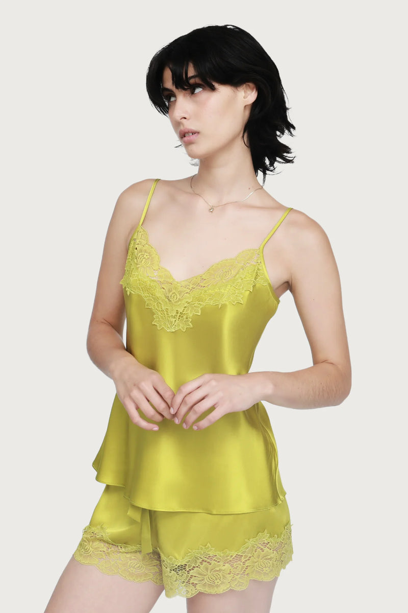 Ginia - Silk Lace Cami - Chartreuse