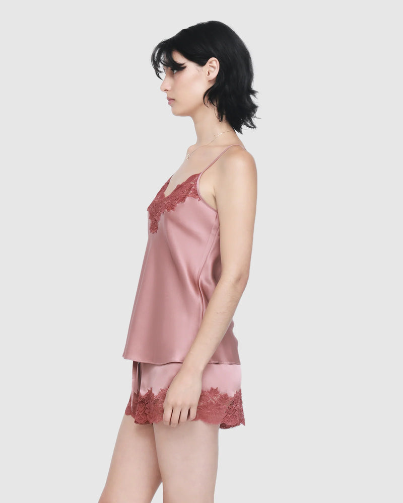 Ginia - Lace Silk Cami | Mauve