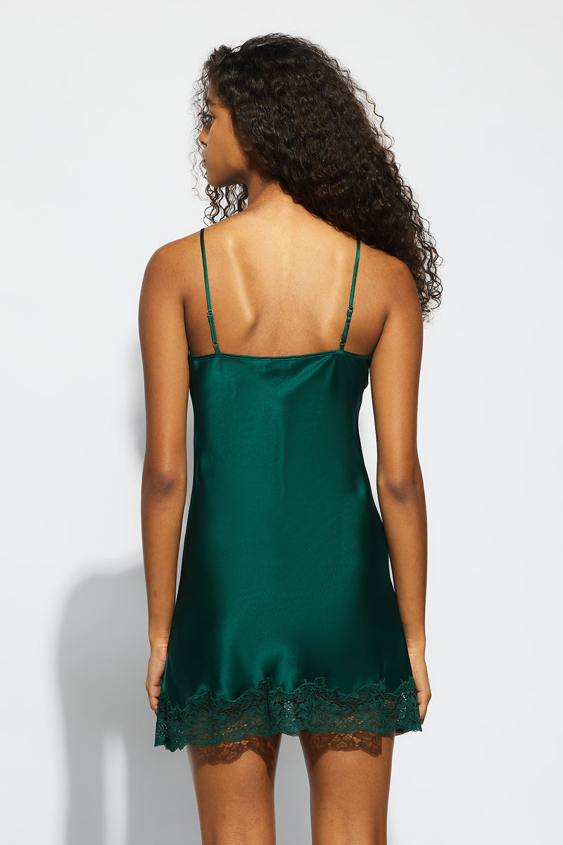 Ginia - Silk Lace Chemise | Emerald