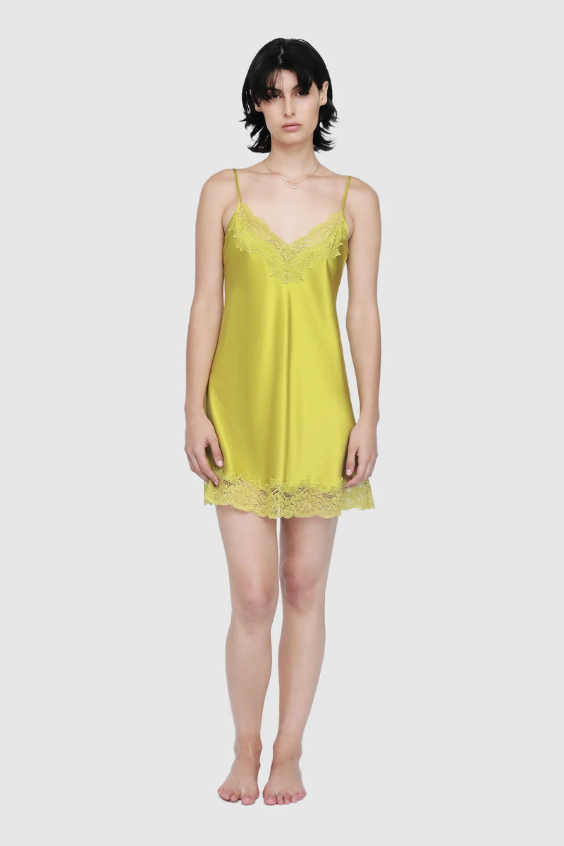 Ginia - Silk Lace Chemise | Chartreuse