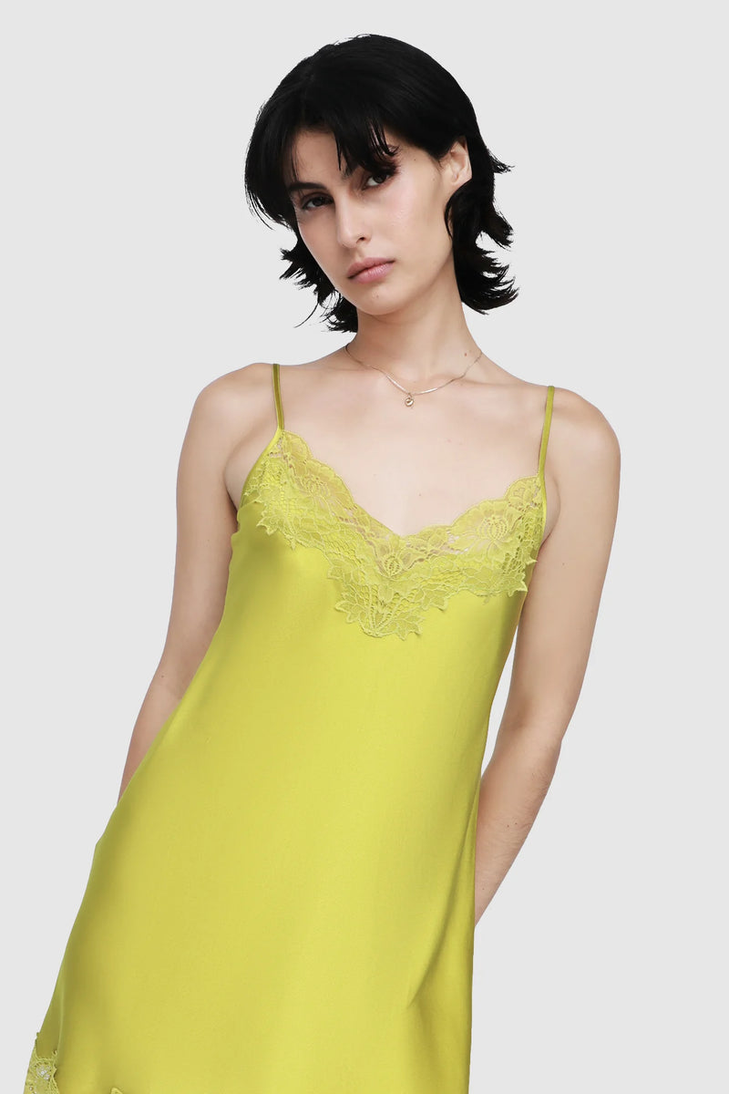 Ginia - Silk Lace Chemise | Chartreuse