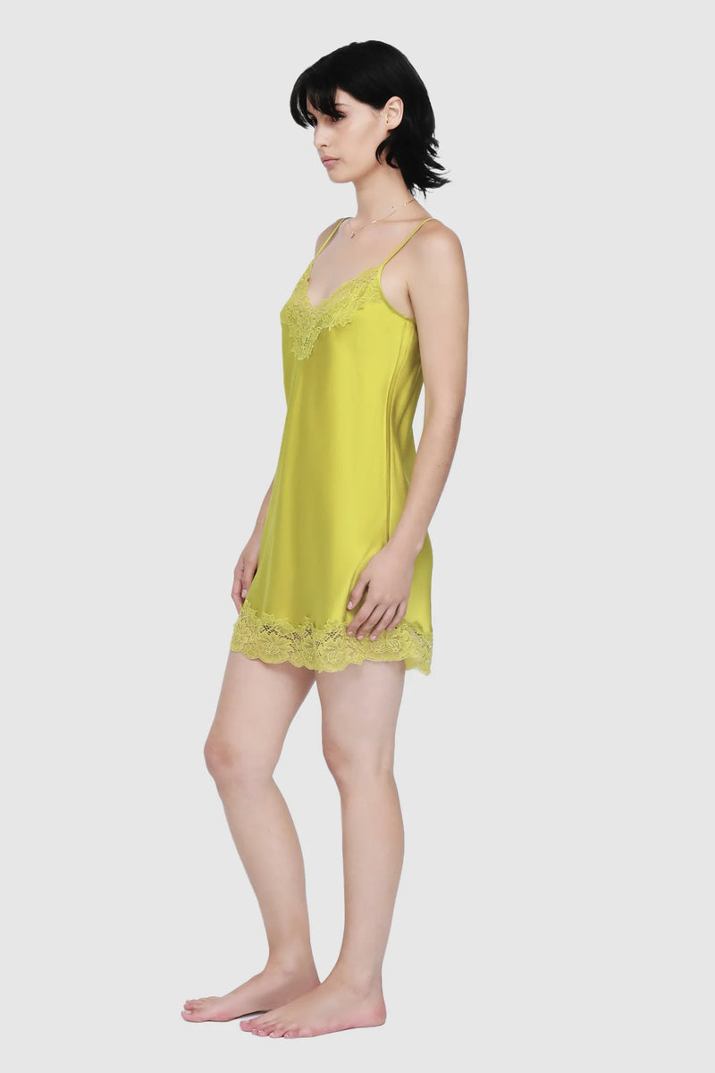 Ginia - Silk Lace Chemise | Chartreuse