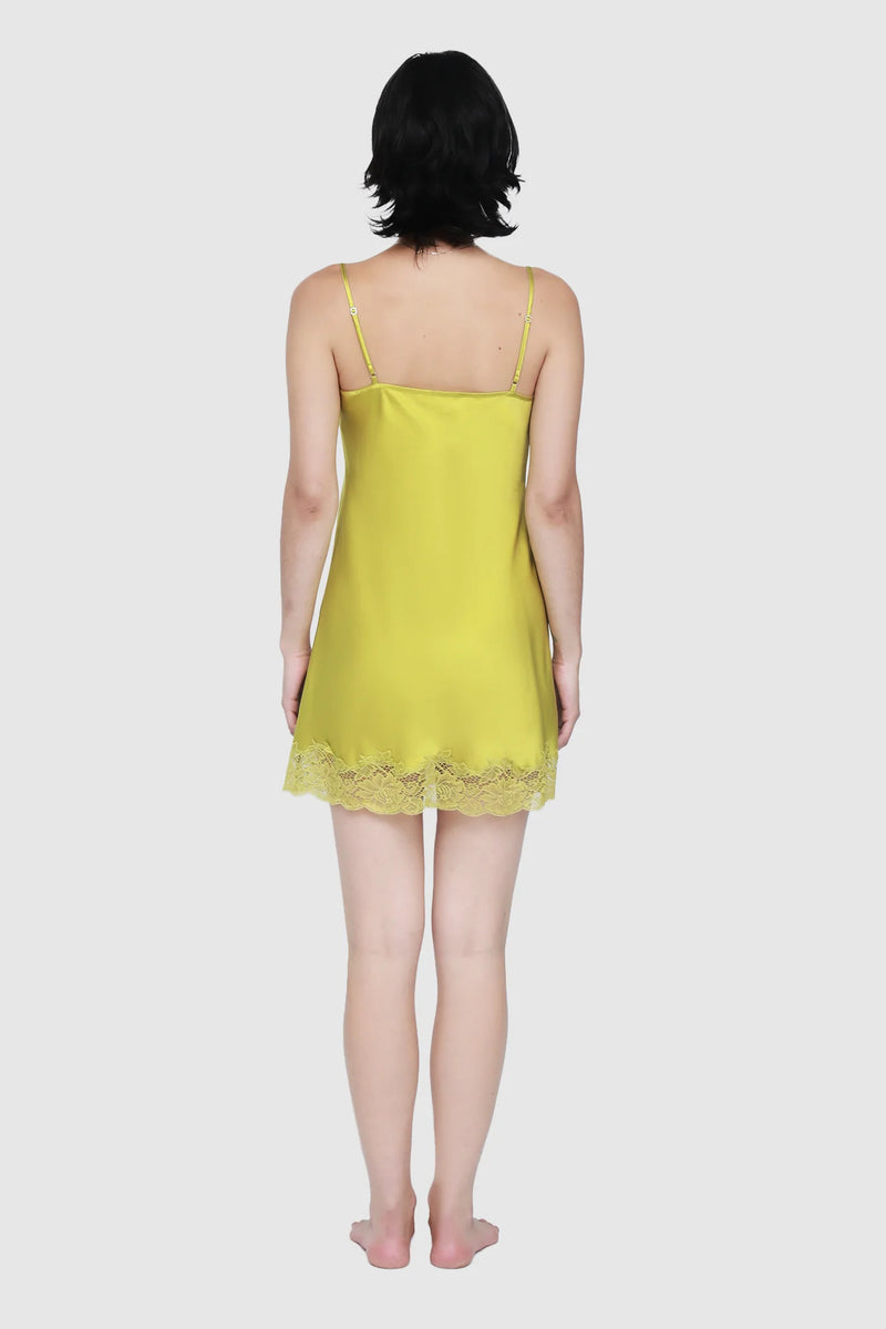 Ginia - Silk Lace Chemise | Chartreuse