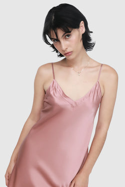 Ginia - Silk V Neck Chemise | Mauve