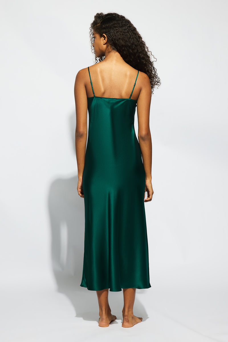 Ginia - Silk Lace Slip | Emerald