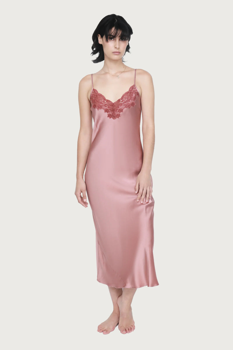 Ginia - Silk Lace Slip | Mauve