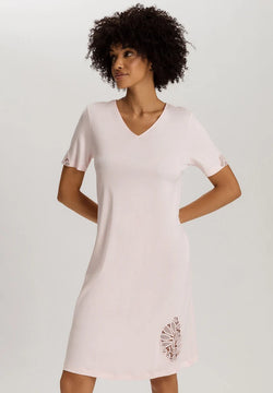 Hanro - Belina Short Sleeve Cotton Nightie | Rosewater