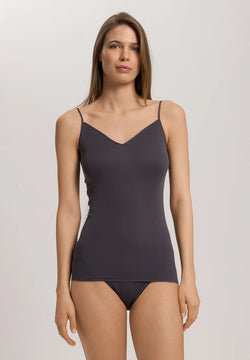 Hanro - Cotton Seamless Spaghetti Top | Black Pearl