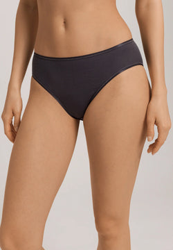Hanro - Cotton Seamless Midi Brief | Black Pearl