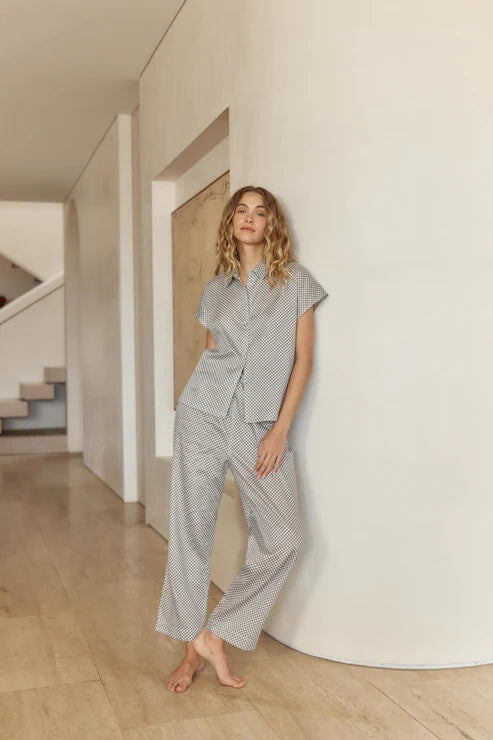 Gingerlilly - Marlie Diamond Print Cotton Long PJ Set