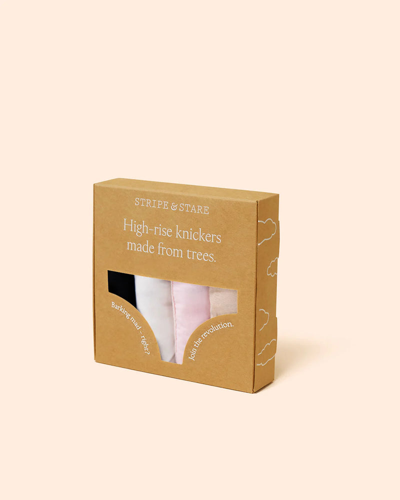 Stripe & Stare -High Rise Knicker Four Pack|Sand  Essentials Multi Colour