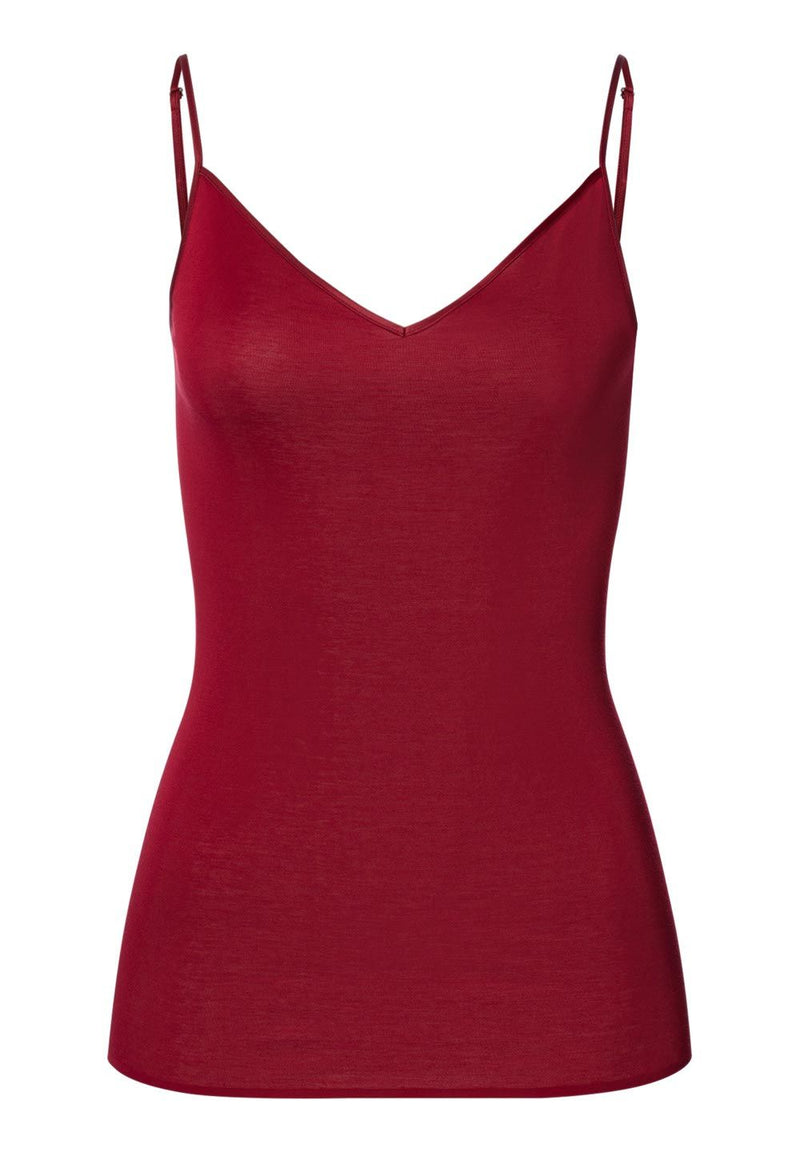 Hanro - Cotton Seamless Spaghetti Top|Red Dahlia