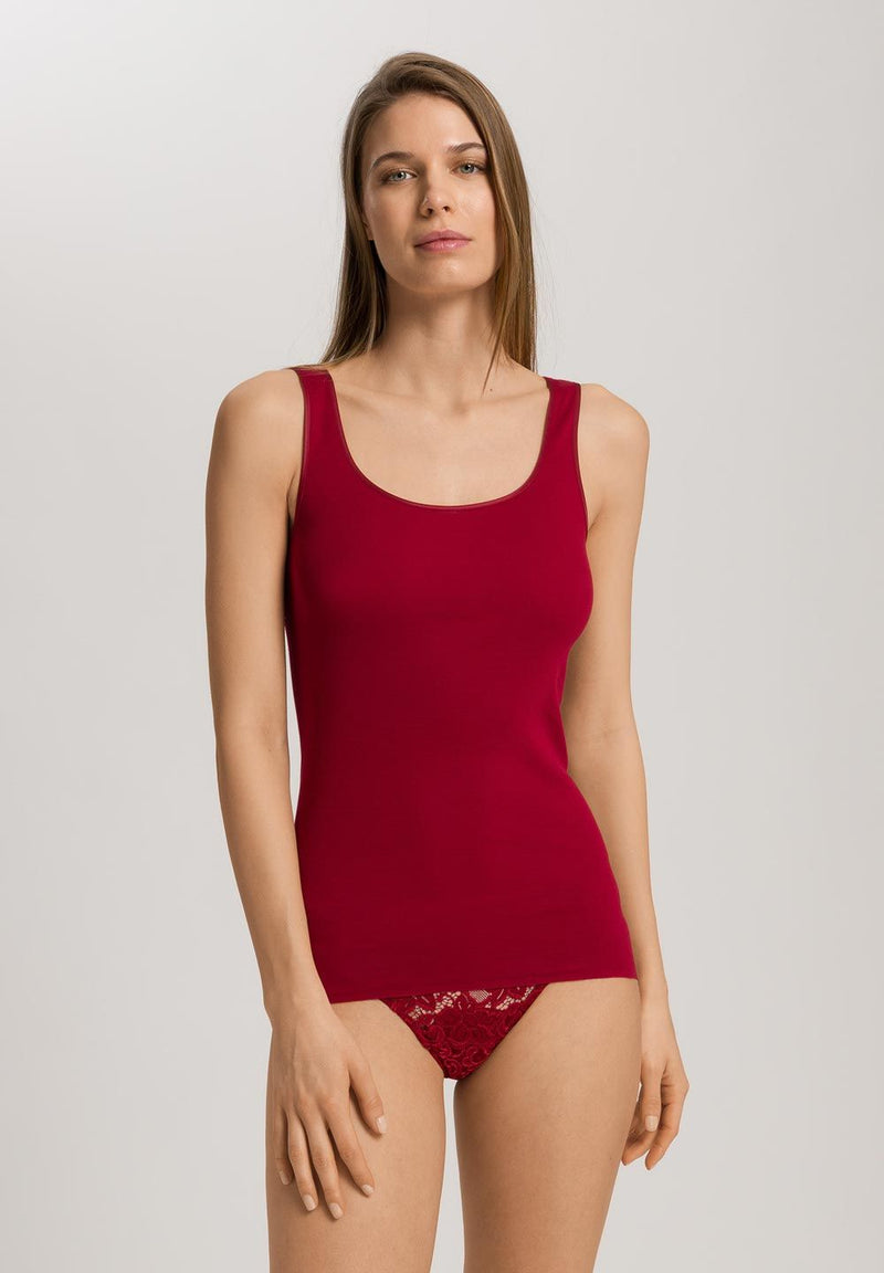 Hanro - Cotton Seamless Tank Top|Red Dahlia