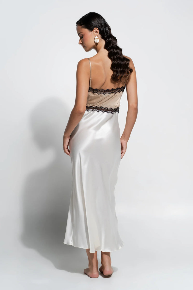 Ginia - Billie silk Slip | Gold & Cream