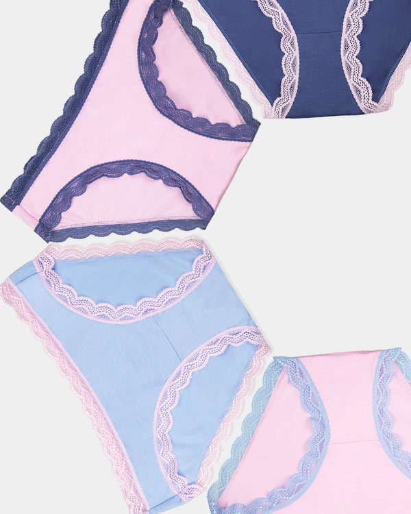 Stripe & Stare - Knicker Four Pack | Indigo Tones Multi Colour