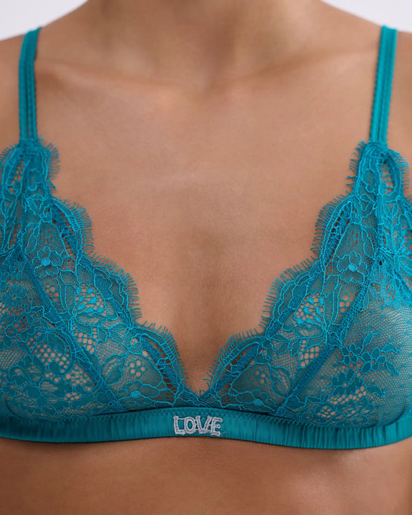 Love Stories - Love Lace Wirefree Bralette | Teal Blue