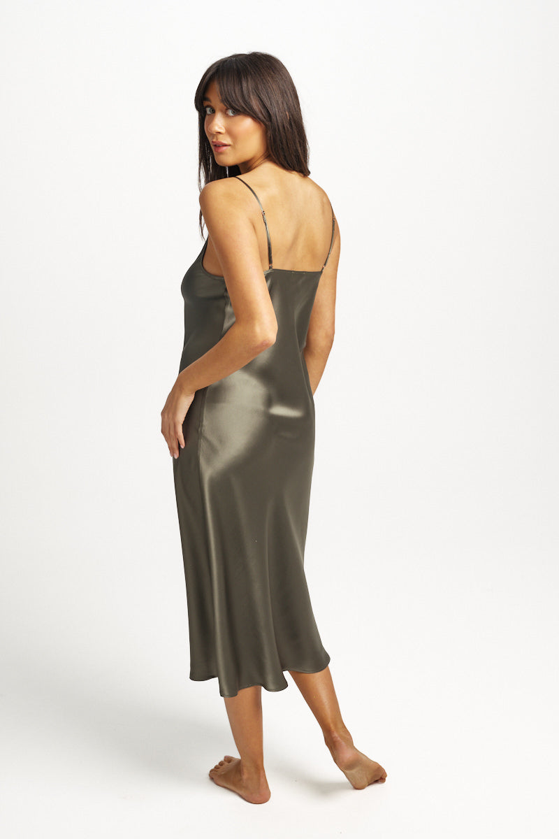 Love & Lustre - Pure Silk 3/4 Slip | Olive