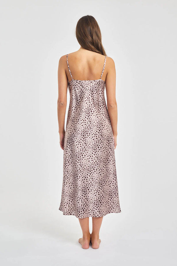 Love & Lustre - Silk Chemise 3/4 Length | Leopard Print