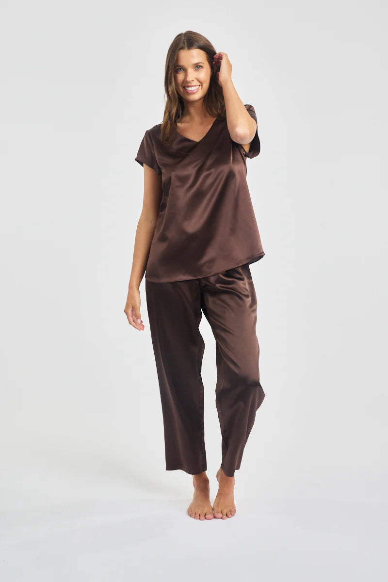 Love & Lustre - Silk Cap Sleeve Plunge Tee