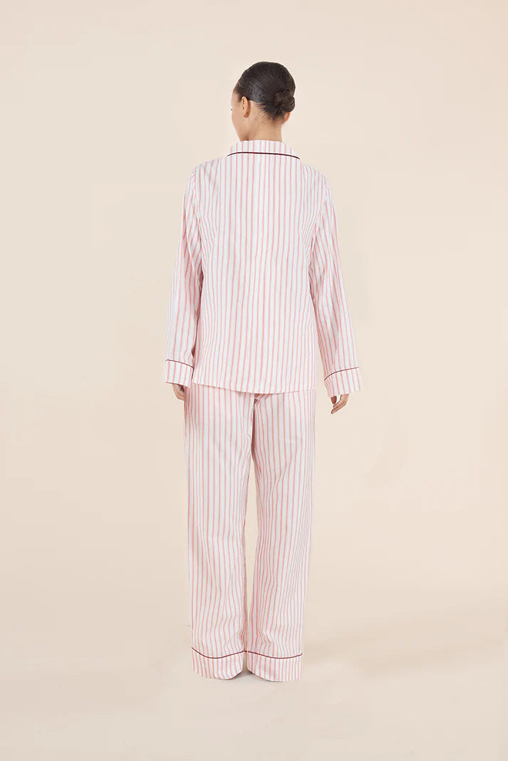 Gingerlilly - Octavia Cotton Stripe PJ Set | Burgundy Stripe
