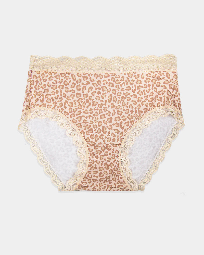 Stripe & Stare - High Rise Knicker | Natural Leopard Sand