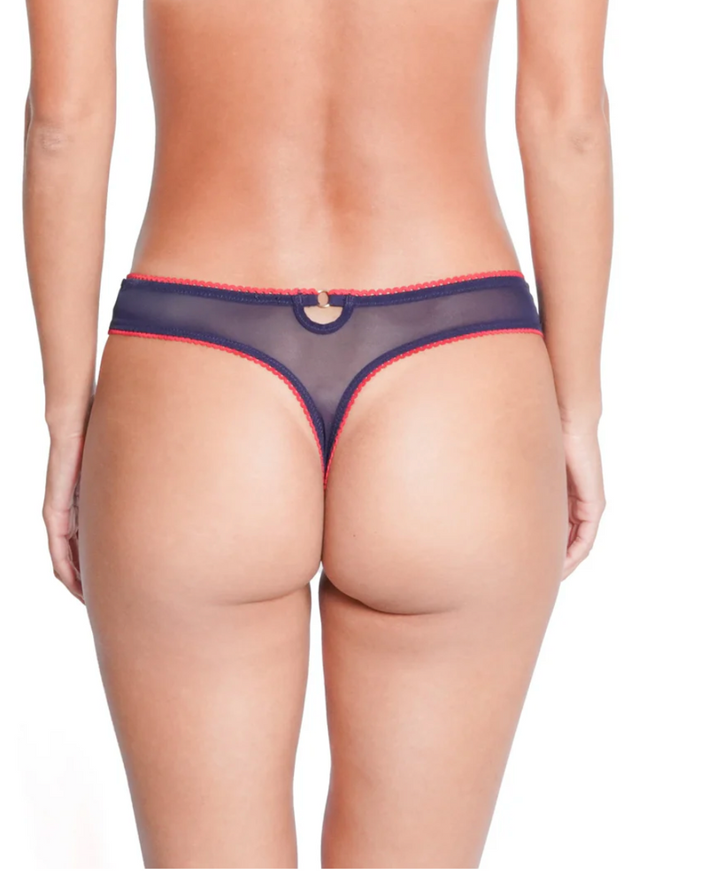 Huit - Bisou Embroidered Tanga | Marine