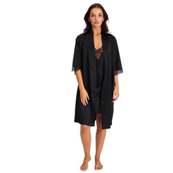 Love & Lustre - Silk Lace  Robe | Black