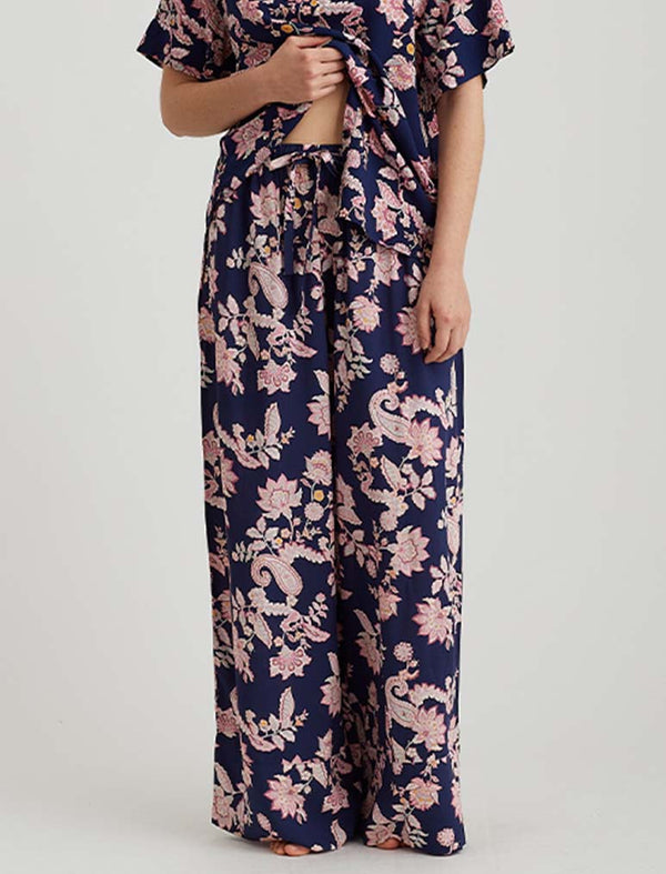 Papinelle - Abigail Paisley Full Length Pant | Navy