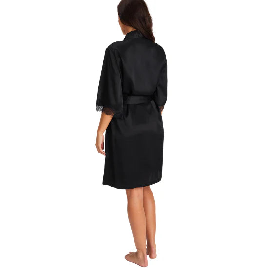 Love & Lustre - Silk Lace  Robe | Black