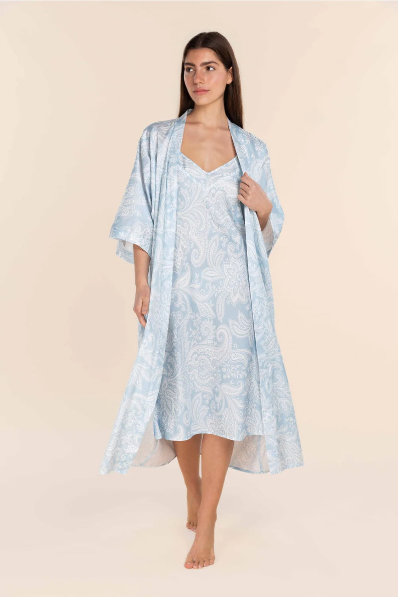 Gingerlilly - Annie Cotton Sateen Robe  | Blue