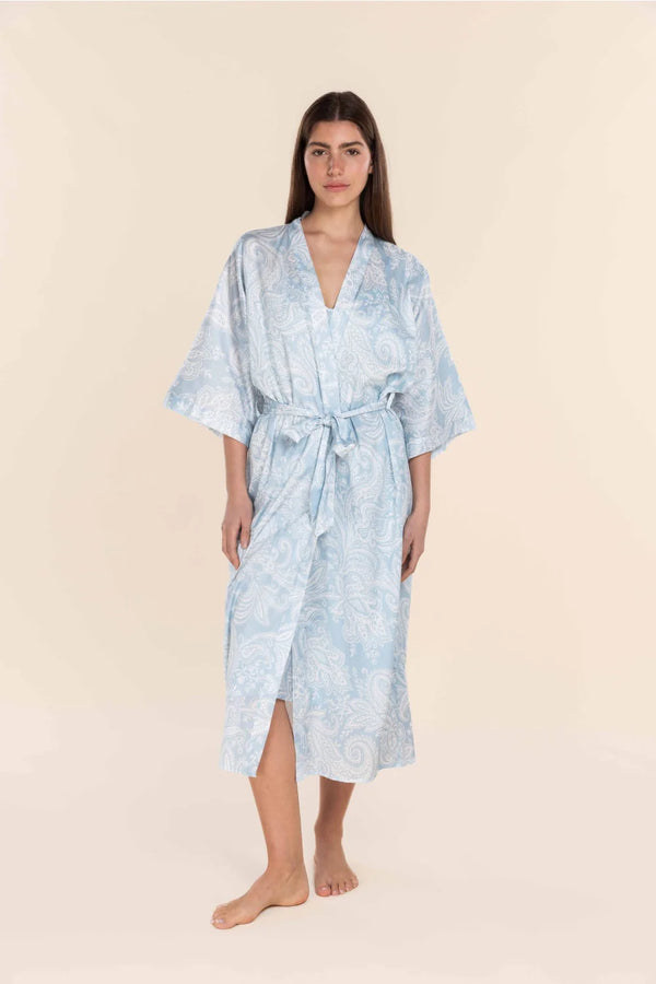 Gingerlilly - Annie Cotton Sateen Robe  | Blue