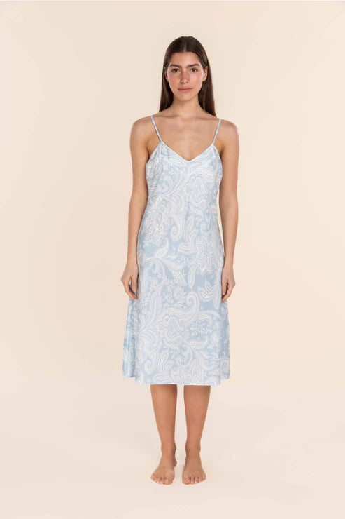 Gingerlilly - Caroline Cotton Sateen Chemise | Blue