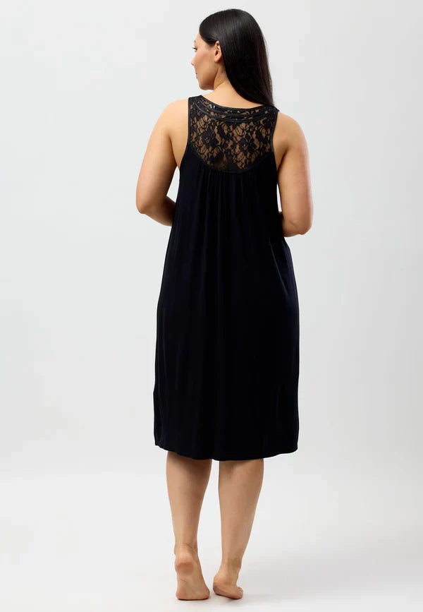 Yuu - Sleeveless Lace Nightie | Black