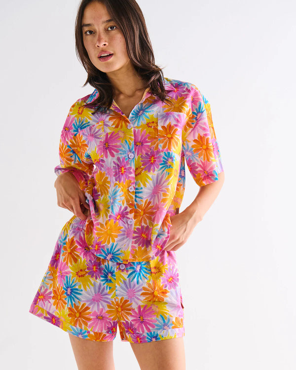 Kip & Co - Organic Cotton Short Sleeve Shirt & Short  PJ Set | Petal Power