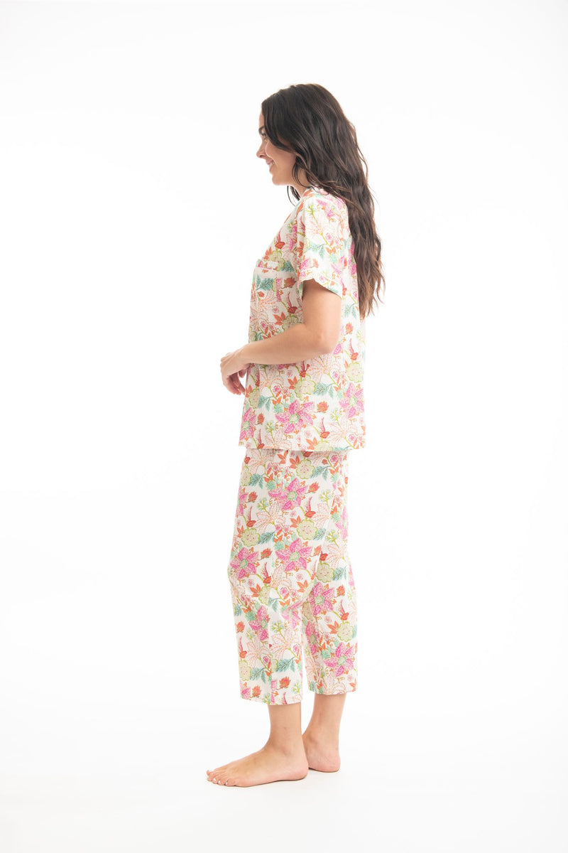 Victoria's  Dream - Saki Tropical Flower Print PJ Set
