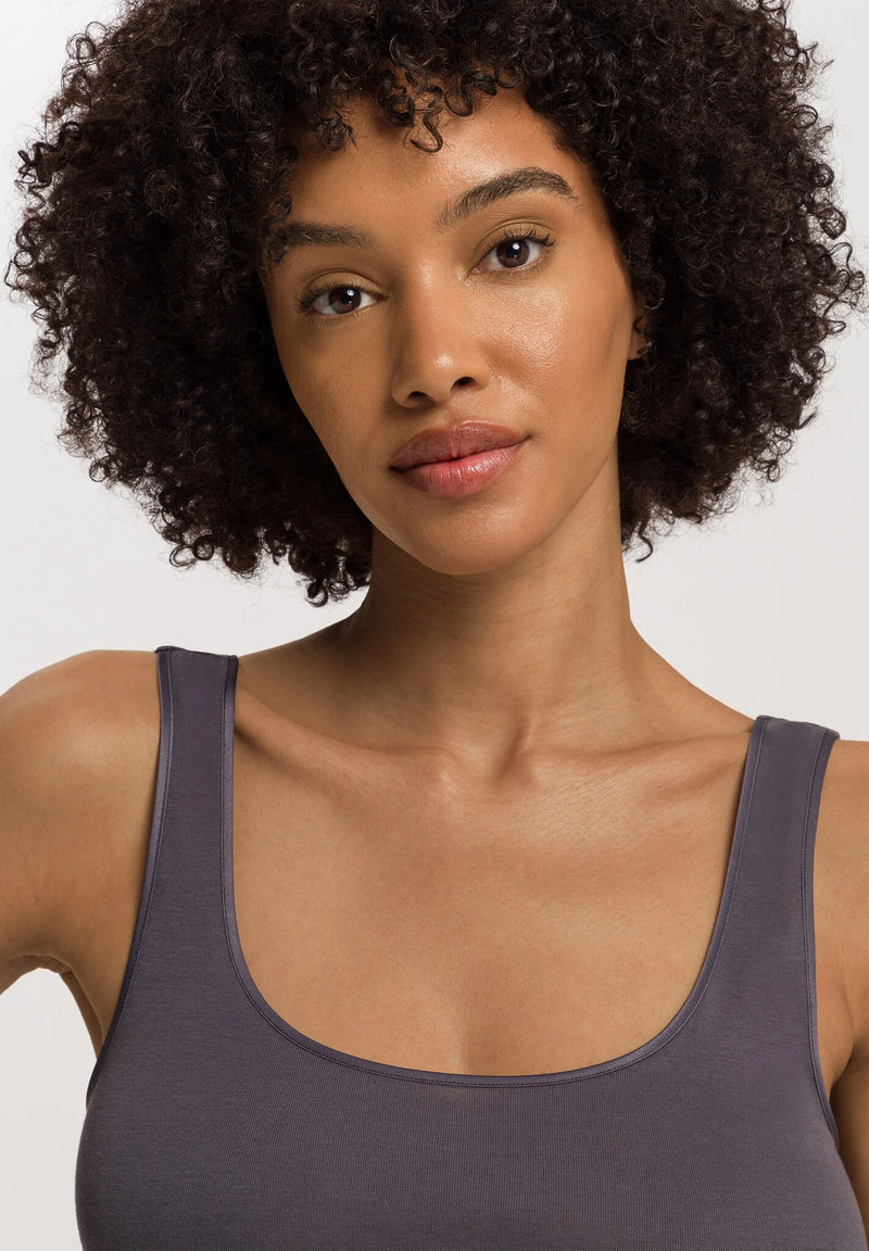 Hanro - Cotton  Seamless Tank Top | Black Pearl