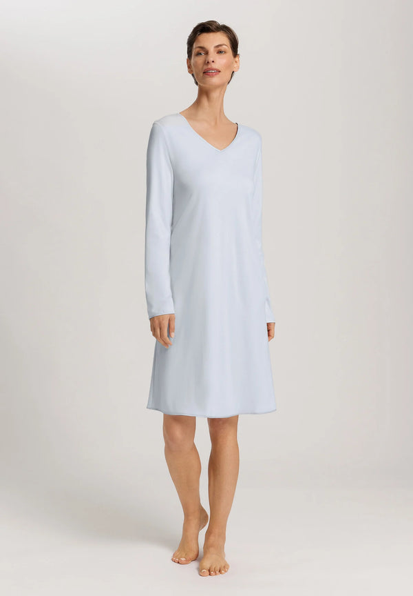 Hanro - Cotton Silk Long Sleeve Nightdress | Powder Blue