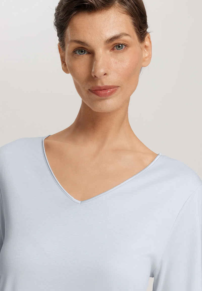 Hanro - Cotton Silk Long Sleeve Nightdress | Powder Blue