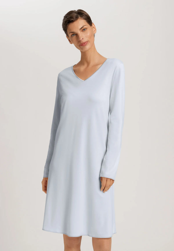 Hanro - Cotton Silk Long Sleeve Nightdress | Powder Blue