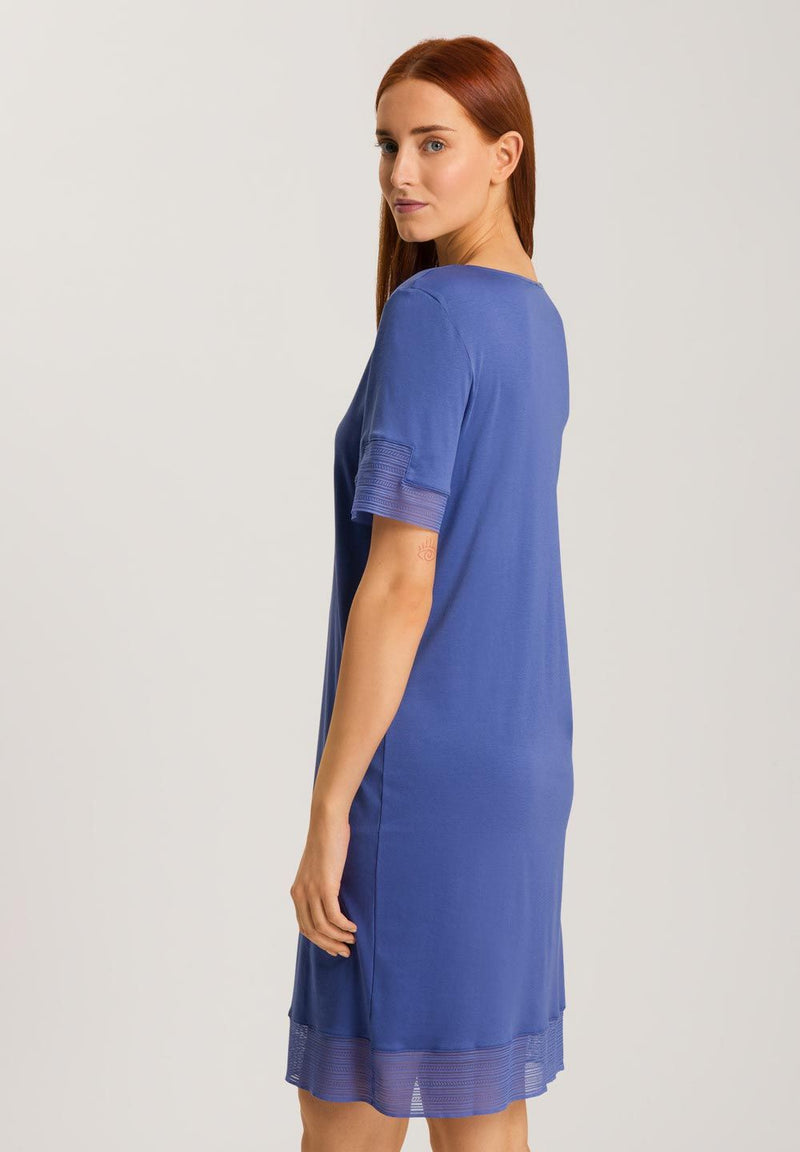 Hanro - Sophie  Cotton Lace Trim Nightie | Blue Horizon