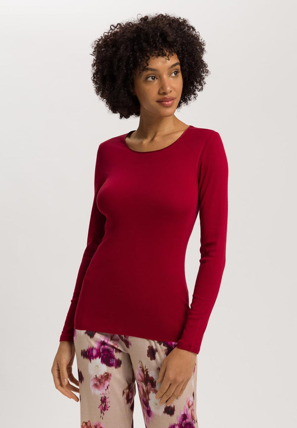 Hanro - Cotton Long Sleeve Top | Red Dahlia