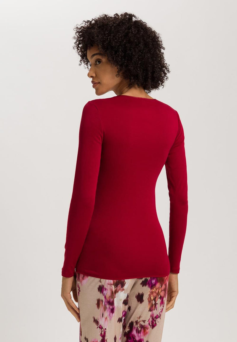 Hanro - Cotton Long Sleeve Top | Red Dahlia