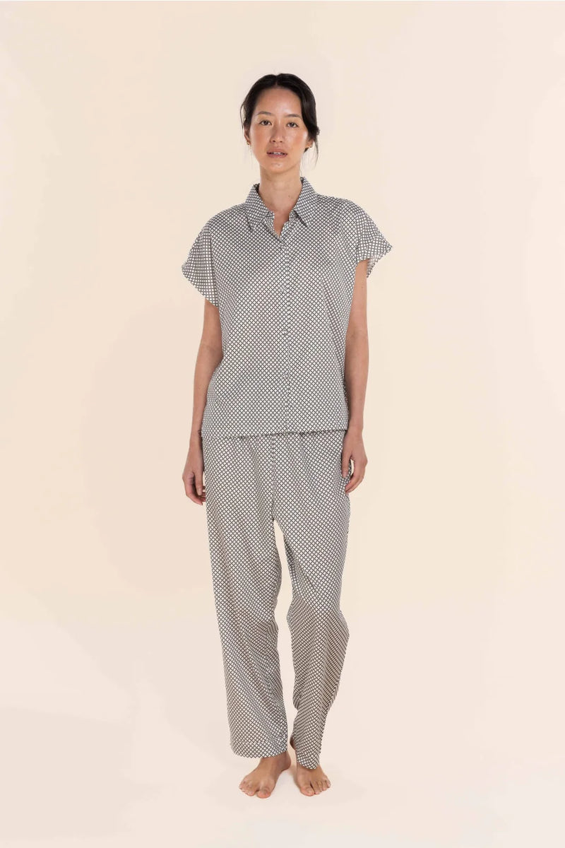 Gingerlilly - Marlie Diamond Print Cotton Long PJ Set
