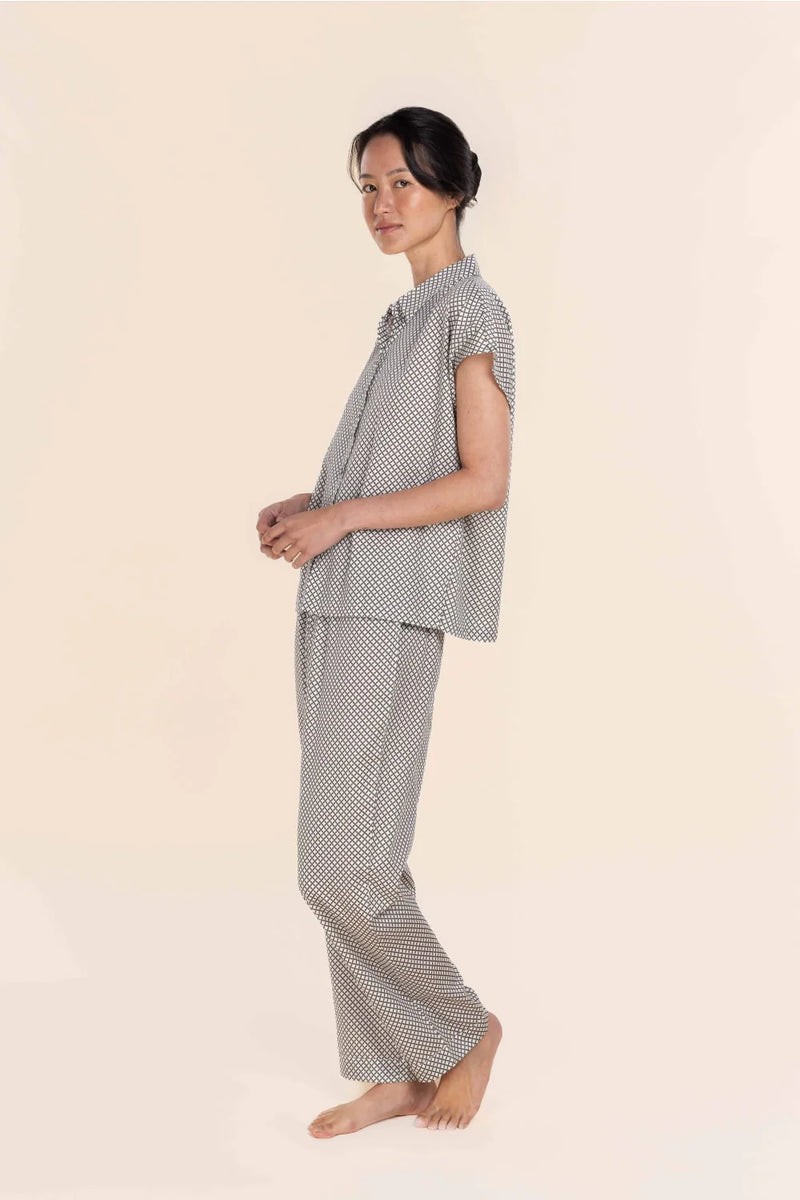 Gingerlilly - Marlie Diamond Print Cotton Long PJ Set