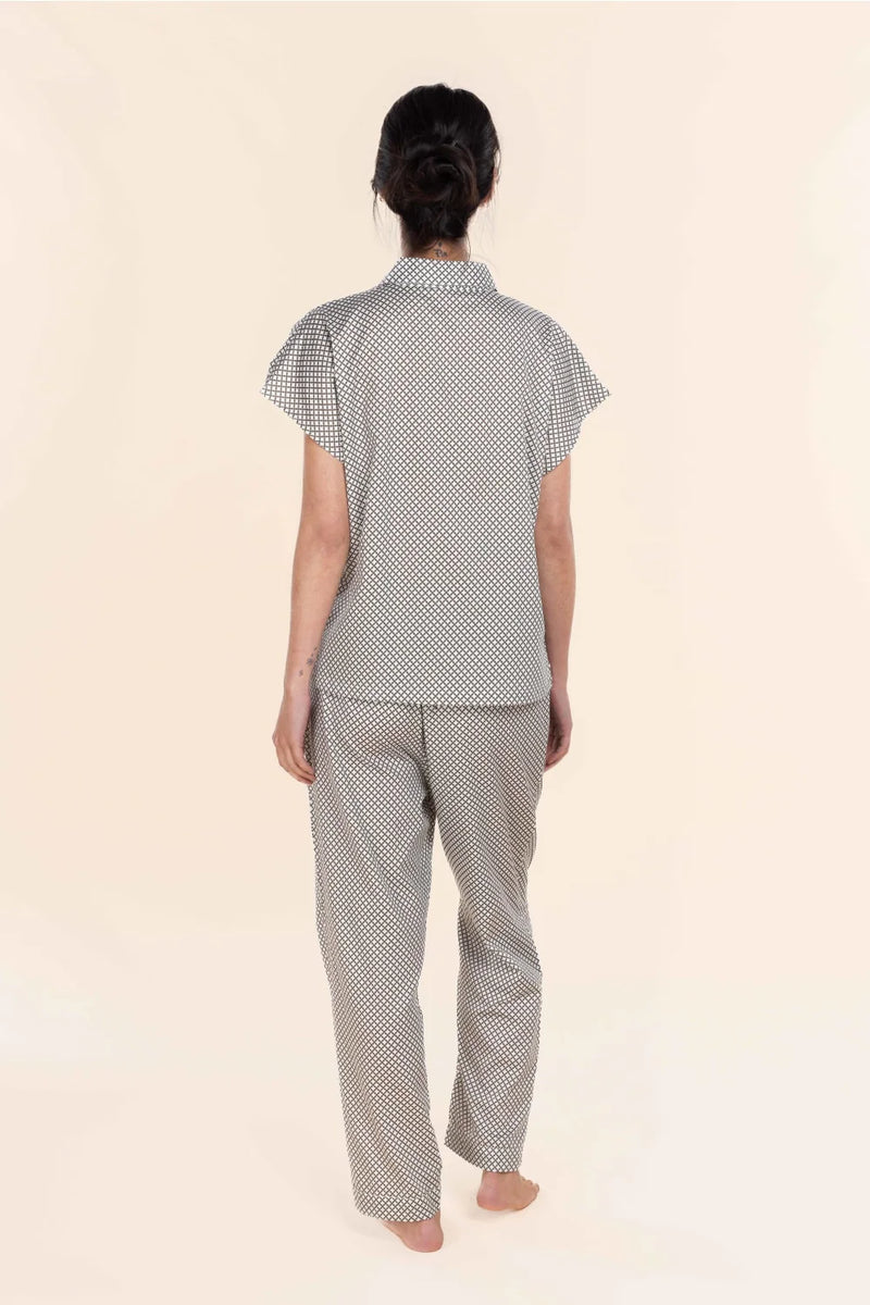 Gingerlilly - Marlie Diamond Print Cotton Long PJ Set