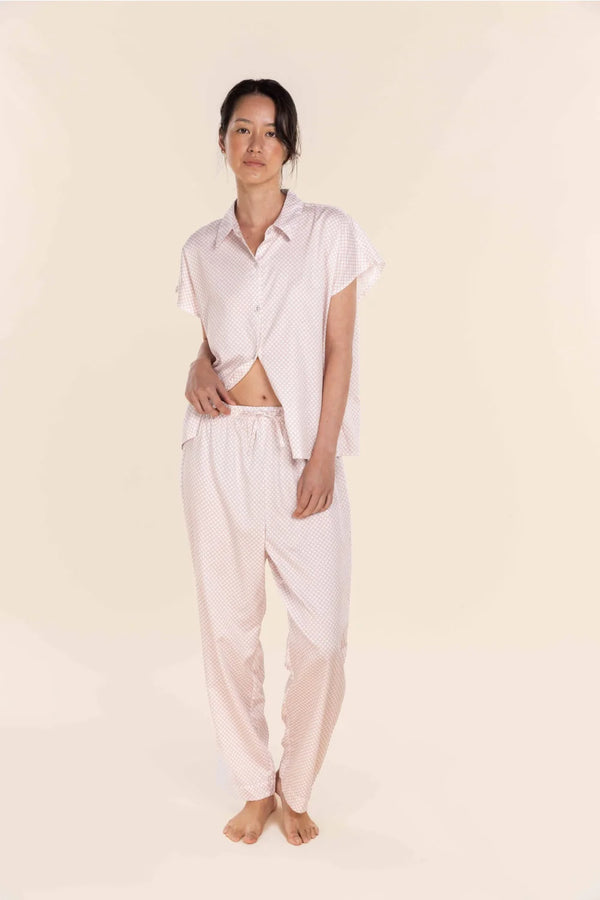 Gingerlilly - Marlie Diamond Print Cotton Long PJ Set