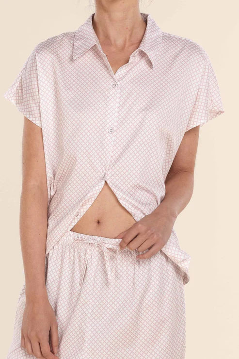 Gingerlilly - Marlie Diamond Print Cotton Long PJ Set