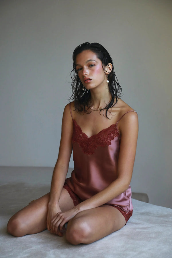 Ginia - Lace Silk Cami | Mauve