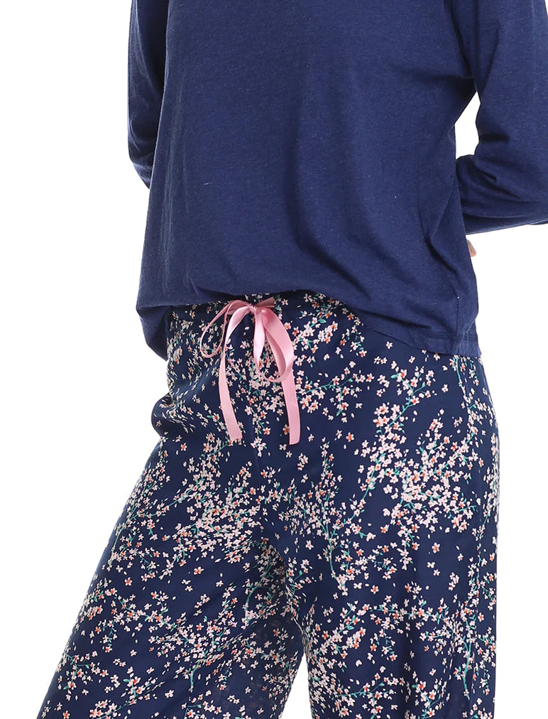 Papinelle - Cheri Blossom Cotton & Silk  Pant & Organic LS Top - Navy