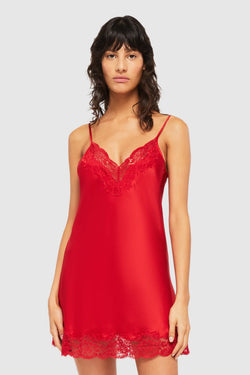 Ginia - Silk Lace Chemise | Red Chili